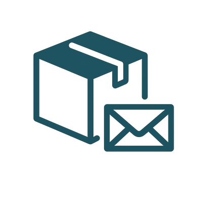 Icon of a mailbox and envelope on a white background